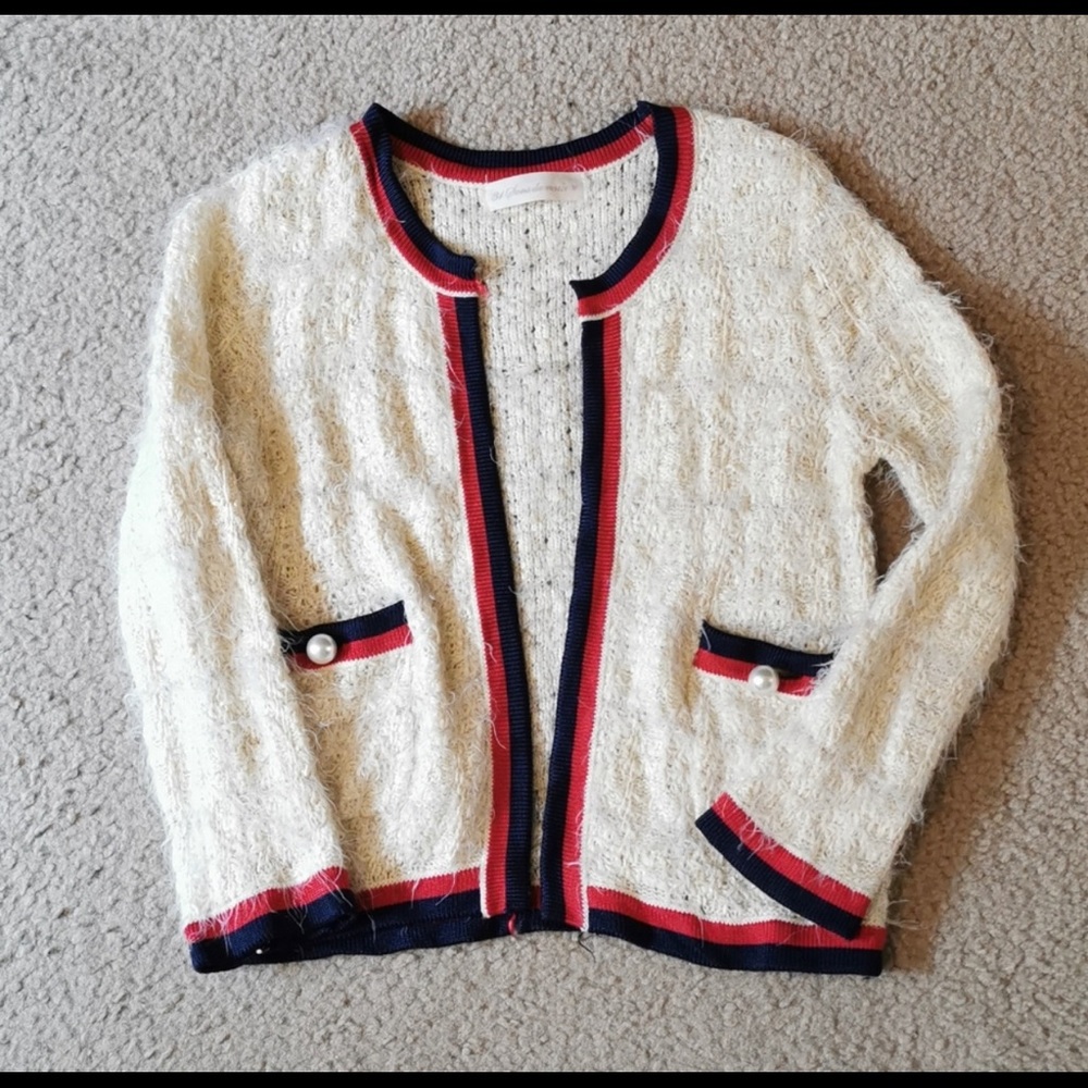 tweed cardigan Xs Japan shibuya brand cream beige
